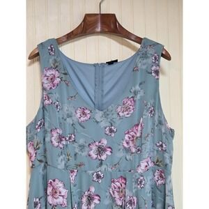 Torrid Dress Womens 18 Blue Floral V Neck Fit & Flare Chiffon Sundress Plus Size